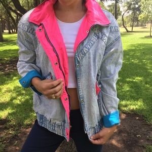 East West Vintage 80s Acid Wash Jean Jacket